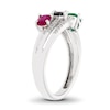 Thumbnail Image 2 of Ruby/Emerald/Sapphire/Diamond Ring 1/15 ct tw Oval/Round-Cut 10K White Gold