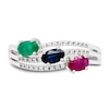 Thumbnail Image 3 of Ruby/Emerald/Sapphire/Diamond Ring 1/15 ct tw Oval/Round-Cut 10K White Gold