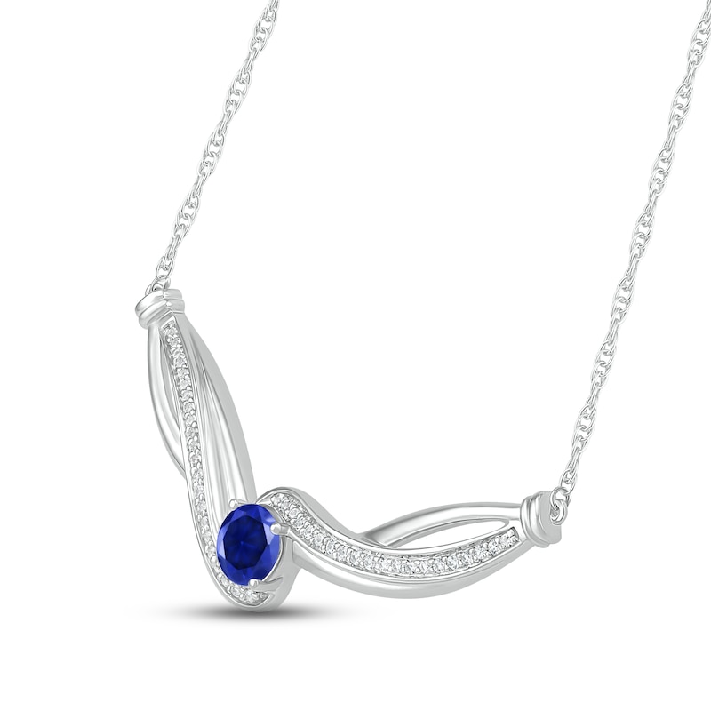 Main Image 2 of Blue & White Lab-Created Sapphire Necklace Sterling SIlver 18&quot;