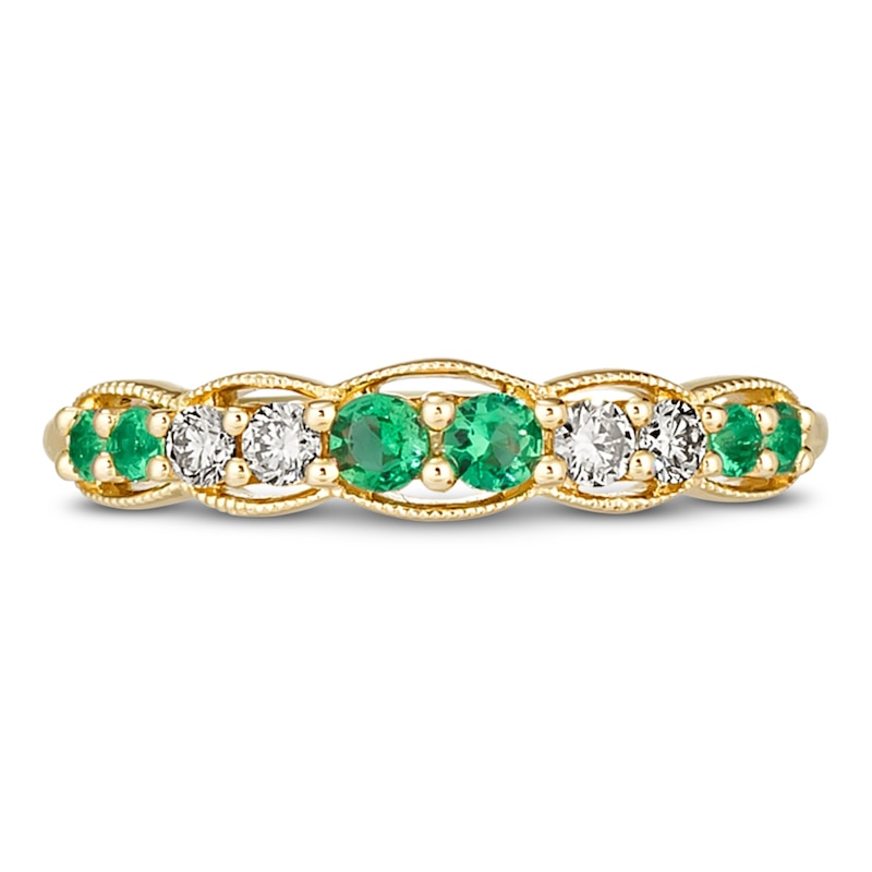 Main Image 2 of Le Vian Emerald & Diamond Stacking Ring 1/6 ct tw Diamonds 14K Honey Gold