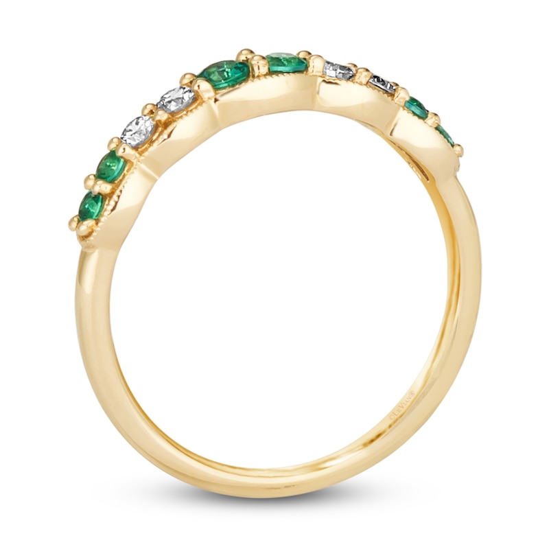 Main Image 3 of Le Vian Emerald & Diamond Stacking Ring 1/6 ct tw Diamonds 14K Honey Gold