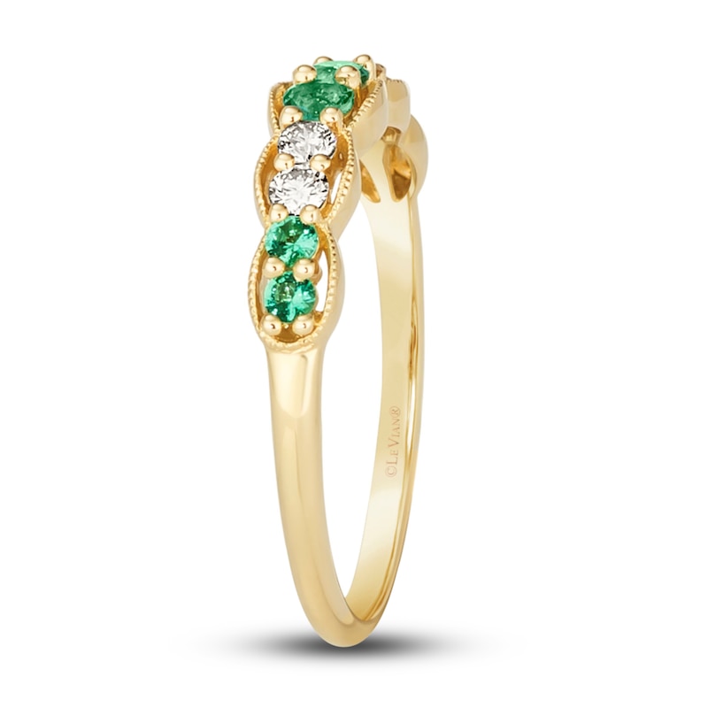 Main Image 4 of Le Vian Emerald & Diamond Stacking Ring 1/6 ct tw Diamonds 14K Honey Gold