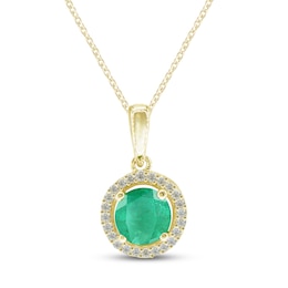 Emerald Necklace 1/15 ct tw Diamonds 10K Yellow Gold 18&quot;