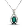 Thumbnail Image 1 of Lab-Created Emerald & White Lab-Created Sapphire Necklace Sterling Silver 18&quot;