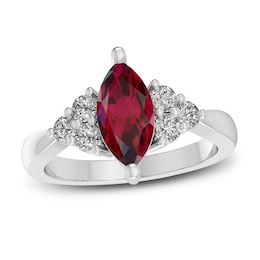 Lab-Created Ruby & White Lab-Created Sapphire Ring Sterling Silver