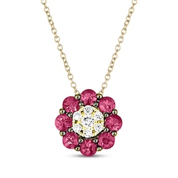 Le Vian Diamond & Ruby Necklace 1/15 ct tw Diamonds 14K Honey Gold