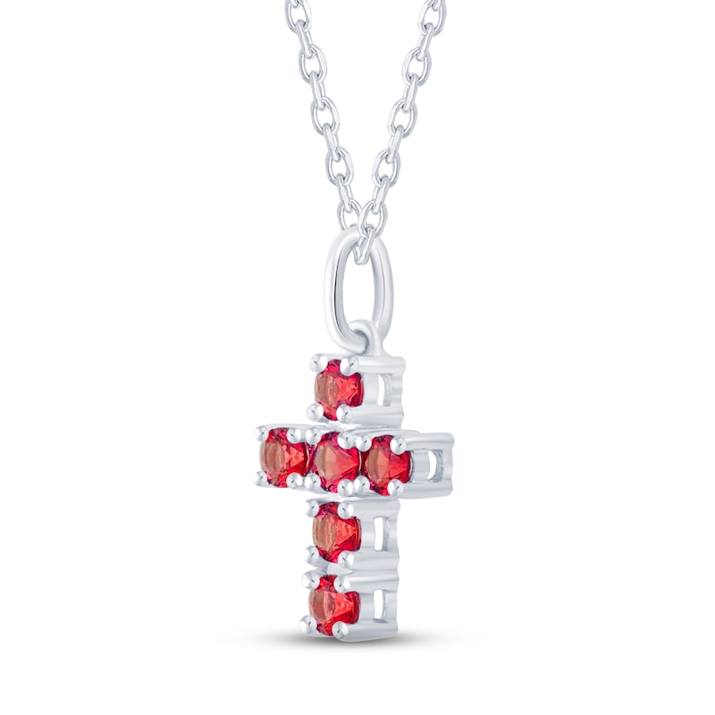 Lab-Created Ruby Cross Necklace Sterling Silver 18"