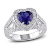 Thumbnail Image 1 of Blue/White Lab-Created Sapphire Heart Ring Sterling Silver