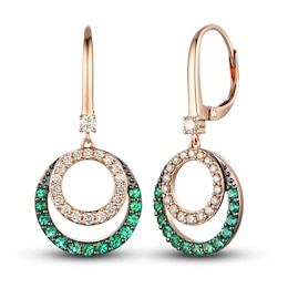 Le Vian Diamond & Emerald Dangle Earrings 3/8 ct tw Diamonds 14K Strawberry Gold