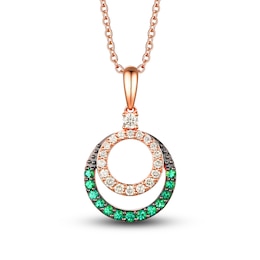 Le Vian Diamond & Emerald Necklace 1/4 ct tw Diamonds 14K Strawberry Gold 18&quot;