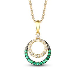 Le Vian Diamond & Emerald Necklace 1/4 ct tw Diamonds 14K Honey Gold 18&quot;