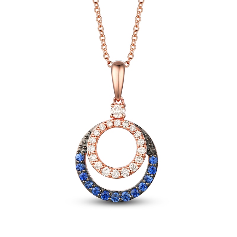 Main Image 1 of Le Vian Diamond & Sapphire Necklace 1/4 ct tw Diamonds 14K Strawberry Gold 18&quot;