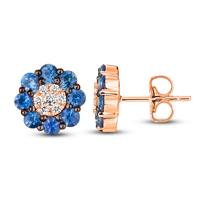 Main Image 2 of Le Vian Diamond & Sapphire Stud Earrings 1/10 ct tw Diamonds 14K Strawberry Gold