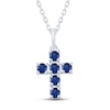 Thumbnail Image 1 of Blue Lab-Created Sapphire Cross Necklace Sterling Silver 18&quot;