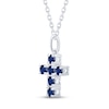 Thumbnail Image 2 of Blue Lab-Created Sapphire Cross Necklace Sterling Silver 18&quot;