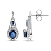 Thumbnail Image 1 of Blue Sapphire & Diamond Drop Earrings 1/5 ct tw Oval, Round, Rectangle-Cut 10K White Gold