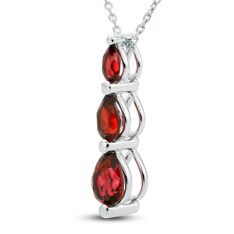 Main Image 2 of Lab-Created Ruby Three-Stone Necklace Sterling Silver 18&quot;