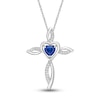 Thumbnail Image 1 of Blue & White Lab-Created Sapphire Cross Necklace Sterling Silver 18&quot;