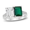 Thumbnail Image 1 of Lab-Created Emerald & White Lab-Created Sapphire Ring Sterling Silver