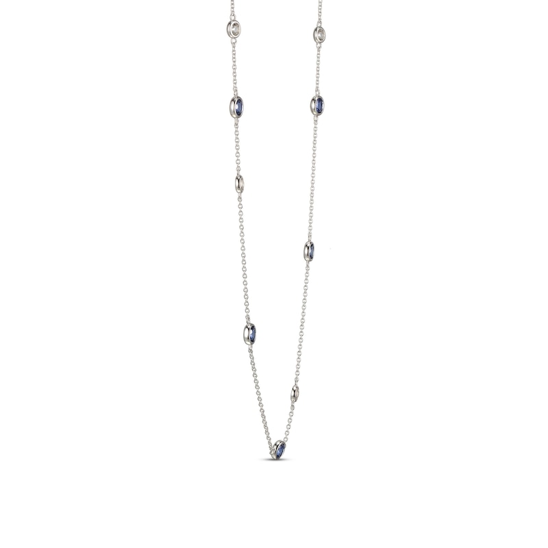 Main Image 2 of Blue & White Lab-Created Sapphire Necklace Sterling Silver 18&quot;