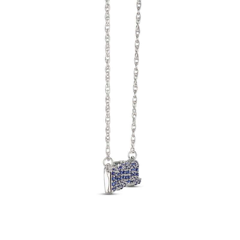 Main Image 2 of Blue Lab-Created Sapphire Mama Necklace Sterling Silver 18&quot;