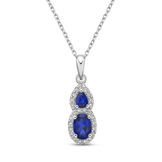 Womens Blue Sapphire Diamond Pendant Necklace 18K Gold 29.26 ct