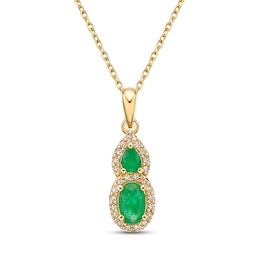 Emerald & Diamond Necklace 1/18 ct tw 10K Yellow Gold 18&quot;