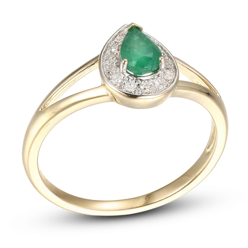 Main Image 1 of Emerald & Diamond Ring 1/20 ct tw 10K Yellow Gold