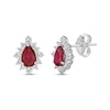 Thumbnail Image 1 of Lab-Created Ruby & White Lab-Created Sapphire Earrings Sterling Silver