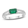 Thumbnail Image 1 of Lab-Created Emerald & White Lab-Created Sapphire Ring Sterling Silver