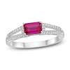 Thumbnail Image 1 of Lab-Created Ruby & White Lab-Created Sapphire Ring Sterling Silver