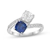 Thumbnail Image 1 of Blue & White Lab-Created Sapphire Two-Stone Ring Sterling Silver