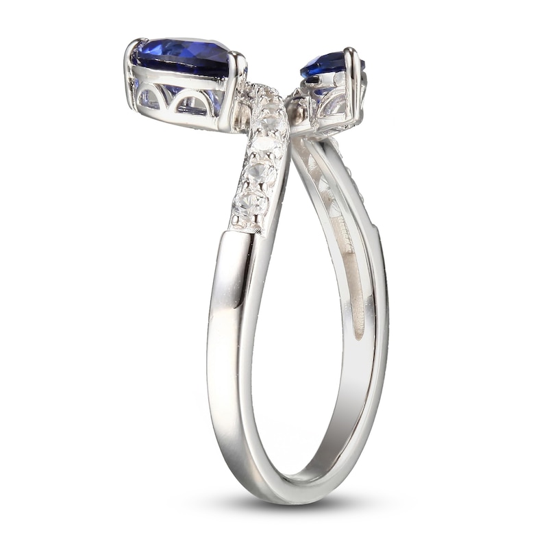 Blue & White Lab-Created Sapphire Ring Sterling Silver