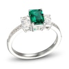 Thumbnail Image 1 of Lab-Created Emerald & White Lab-Created Sapphire Three-Stone Ring Sterling Silver