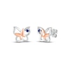 Thumbnail Image 1 of Blue Lab-Created Sapphire Butterfly Earrings Sterling Silver & 10K Rose Gold