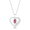 Thumbnail Image 1 of Lab-Created Ruby & White Lab-Created Sapphire Heart Necklace Sterling Silver 18&quot;