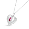 Thumbnail Image 2 of Lab-Created Ruby & White Lab-Created Sapphire Heart Necklace Sterling Silver 18&quot;