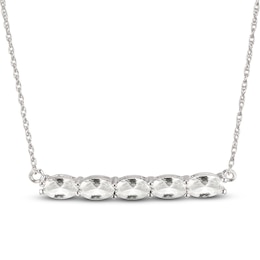 White Lab-Created Sapphire Bar Necklace Sterling Silver 18&quot;
