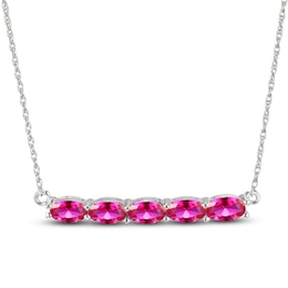 Lab-Created Ruby Bar Necklace Sterling Silver 18&quot;