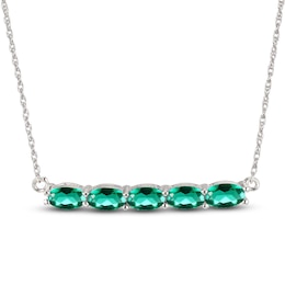 Lab-Created Emerald Bar Necklace Sterling Silver 18&quot;