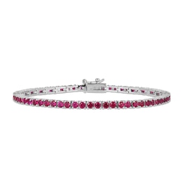 Lab-Created Ruby Line Bracelet Sterling Silver 7.25&quot;