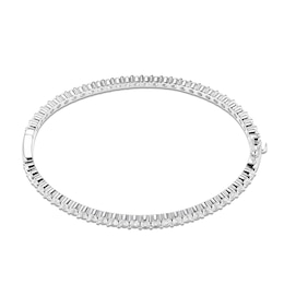 White Lab-Created Sapphire Bangle Bracelet Sterling Silver 7.25&quot;