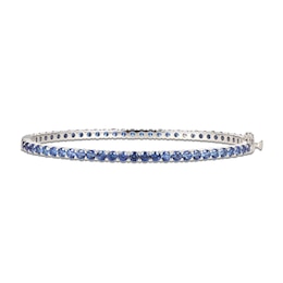 Blue Lab-Created Sapphire Bangle Bracelet Sterling Silver 7.25&quot;