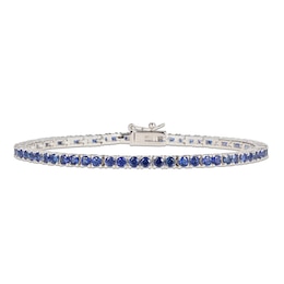 Blue Lab-Created Sapphire Line Bracelet Sterling Silver 7.25&quot;