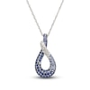 Thumbnail Image 1 of Blue & White Lab-Created Sapphire Snake Hoop Necklace Sterling Silver 18&quot;