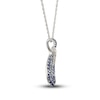 Thumbnail Image 2 of Blue & White Lab-Created Sapphire Snake Hoop Necklace Sterling Silver 18&quot;