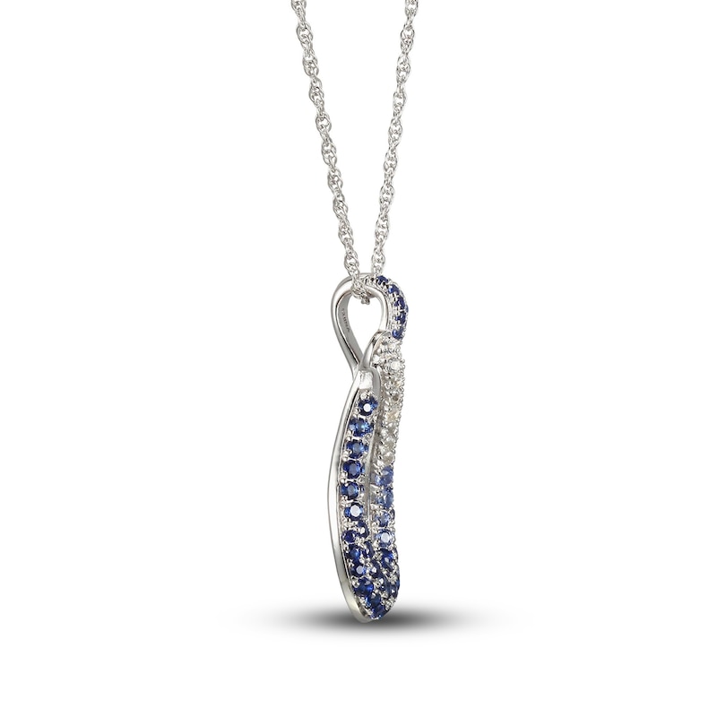 Main Image 2 of Blue & White Lab-Created Sapphire Snake Hoop Necklace Sterling Silver 18&quot;