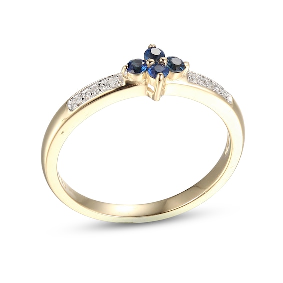 14Kt yellow gold, diamond and blue sapphire flower ring – Zachary's Fine  Jewelry