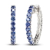 Thumbnail Image 1 of Blue & White Lab-Created Sapphire Reversible Hoop Earrings Sterling Silver