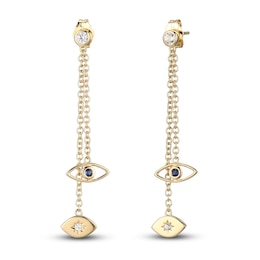 Blue & White Lab-Created Sapphire Evil Eye Earrings 10K Yellow Gold